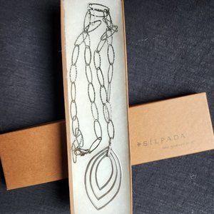 Silpada Link Chain Marquise Pendant Necklace 24in